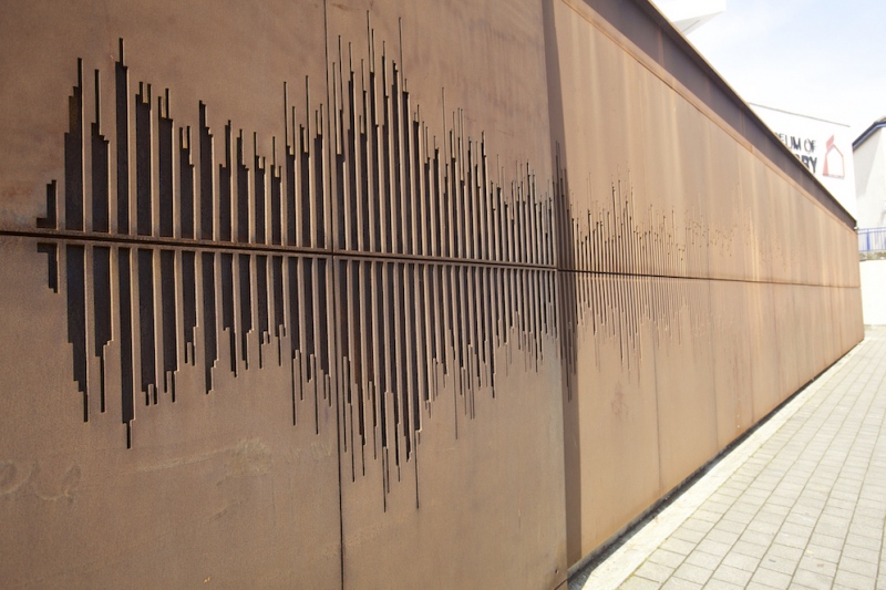 We Shall Overcome (2017) (detail) Weathering Steel. Integrated architectural artwork. Museum of Free Derry, Glenfada Park, Derry &amp;nbsp;